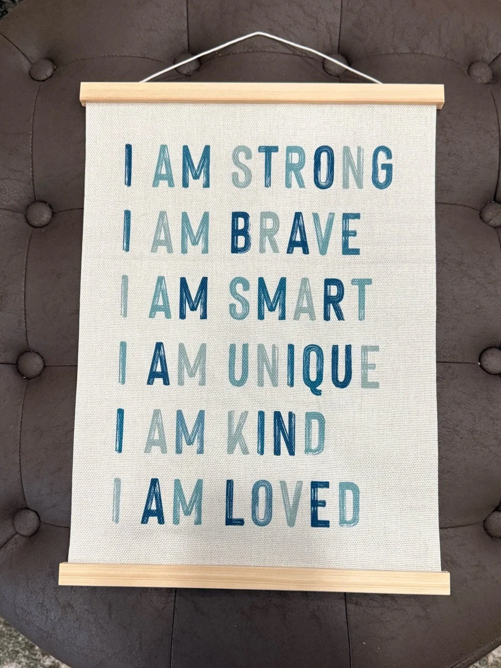 Inspirational 'I Am' Blue Wall Hanging - Motivational Home Decor